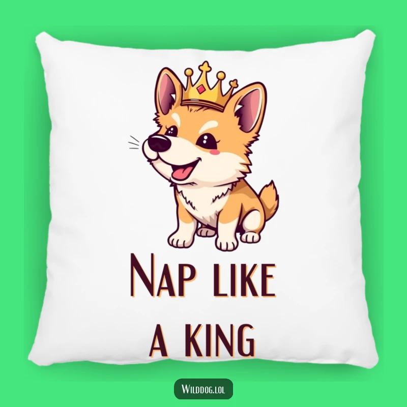 Funny Wild Dog Pillow: Royal Pup Cushion, Cozy and Humorous Accent