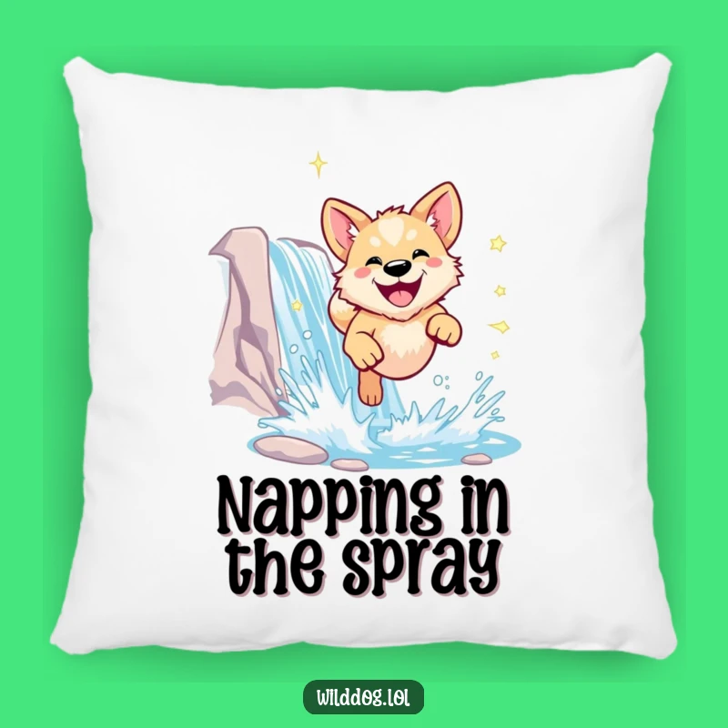 Funny Wild Dog Waterfall Pillow - Cozy Comfort for Adventurers