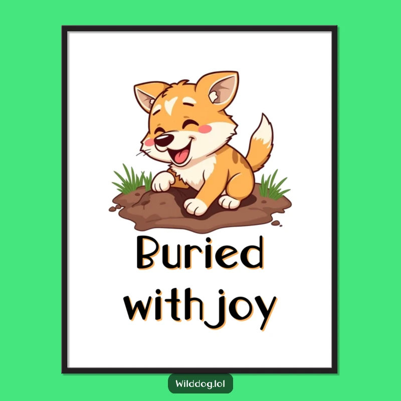 Hilarious Dog Digging Art Print - Funny Canine Enthusiast Decor Gift