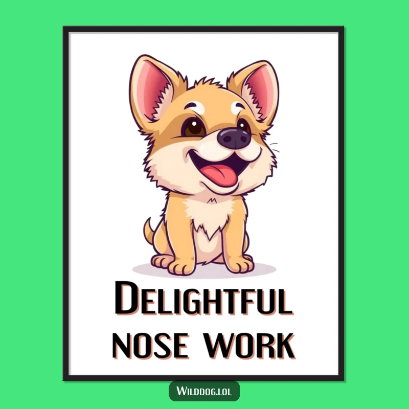 Funny Wild Dog Digital Art: Curious Sniffer Print, Instant Decor