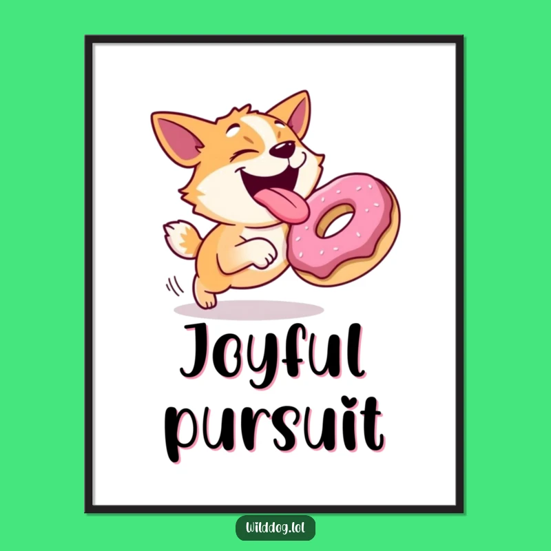 Funny Dog Digital Art: Hilarious Treat Chase Decor Print!