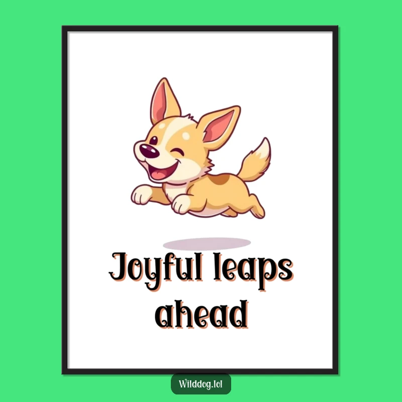Funny Dog Digital Art: Wild Leap Joy, Instant Hilarious Gift