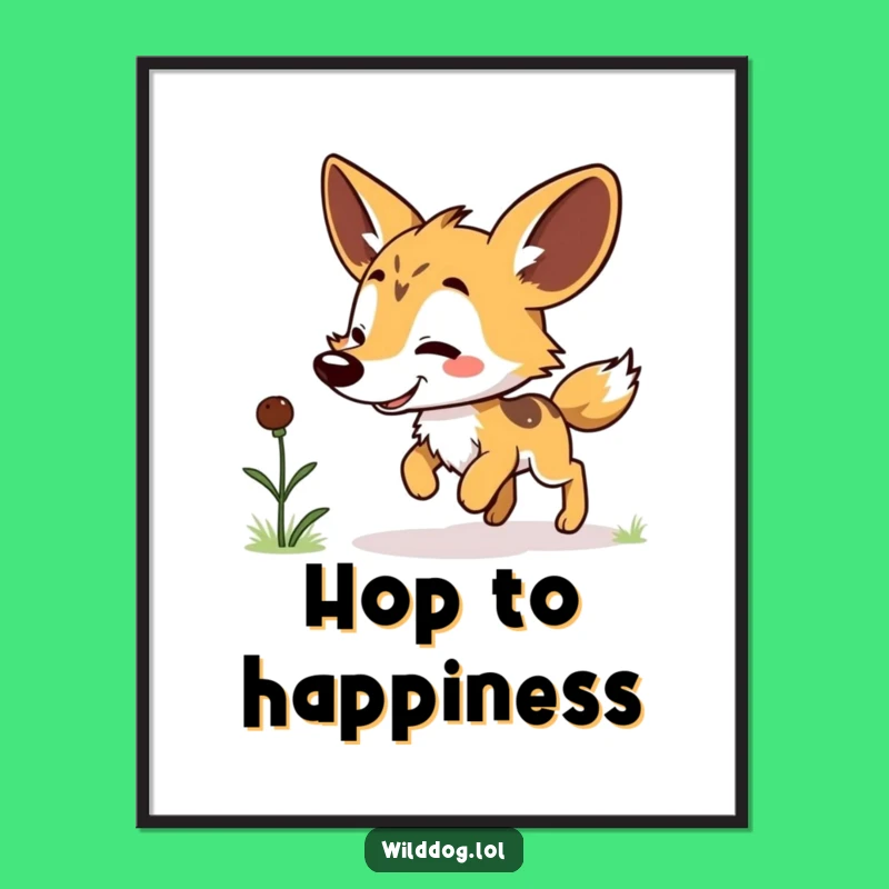 Funny Kawaii Wild Dog Digital Print: Grub Hop Instant Art, Unique Funny Gift