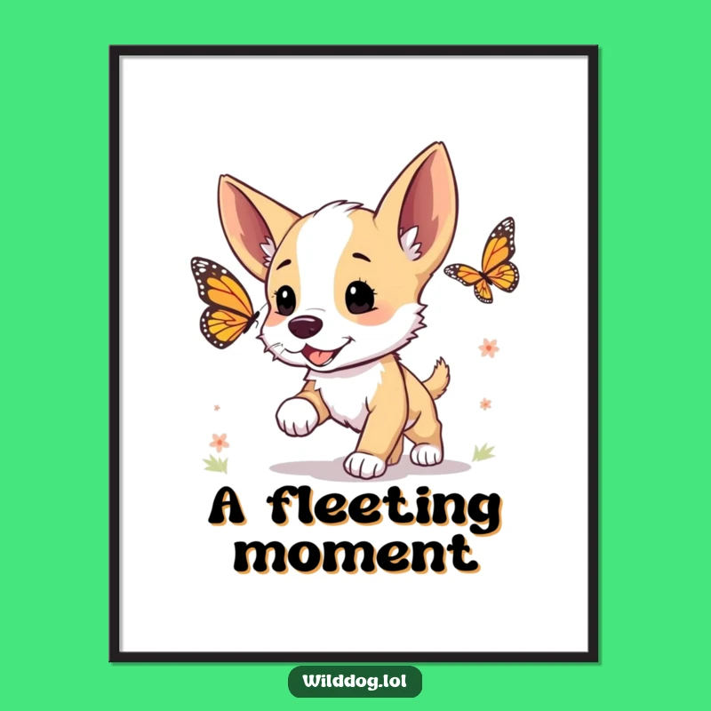 Funny Puppy Butterfly Digital Art Print: Instant Adorable Decor