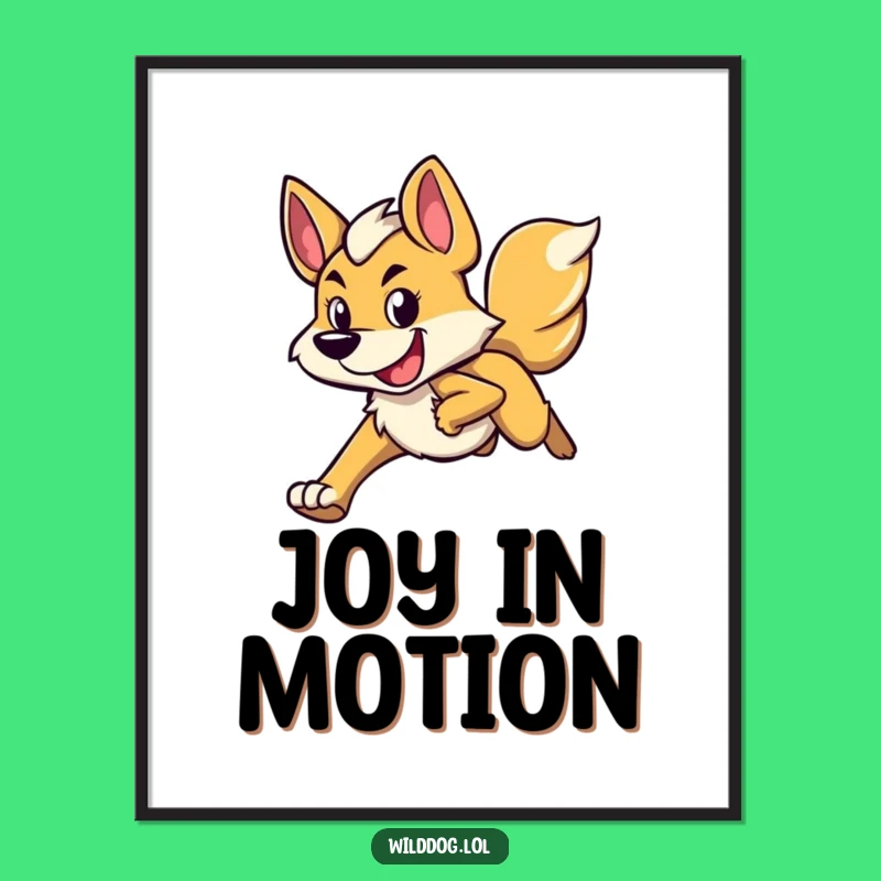 Funny Running Wild Dog Digital Art: Determined Joyful Decor!