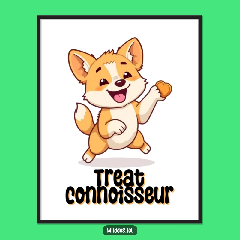 Funny Wild Dog Treat Jump Digital Art: Instant Laughter, Perfect Gift!