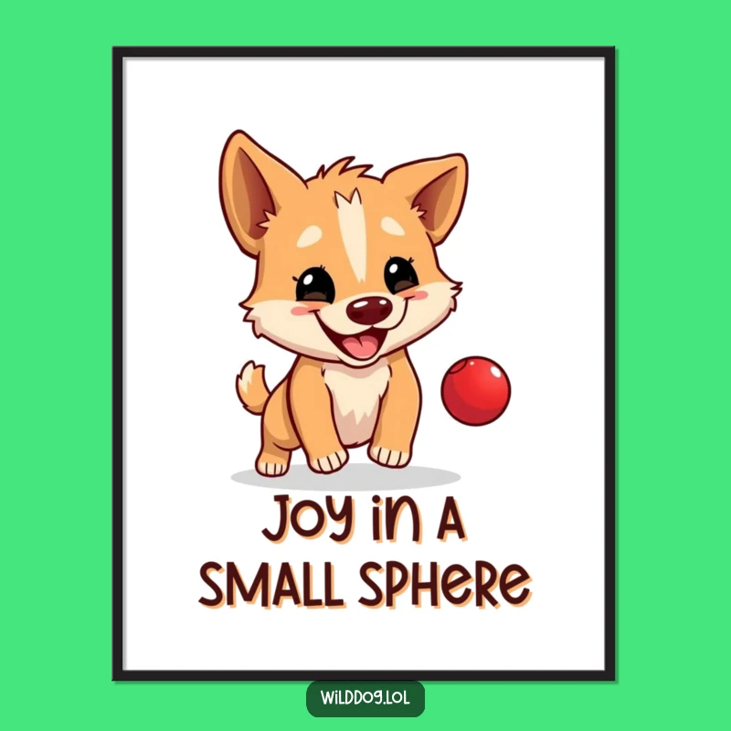 Funny Wild Dog Digital Art: Ball Bouncing Instant Download