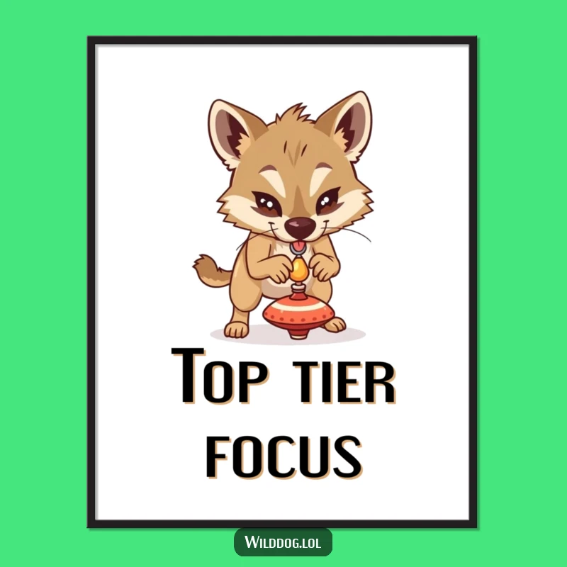 Printable Funny Dog Spinning Top Art - Instant Determined Download Gift