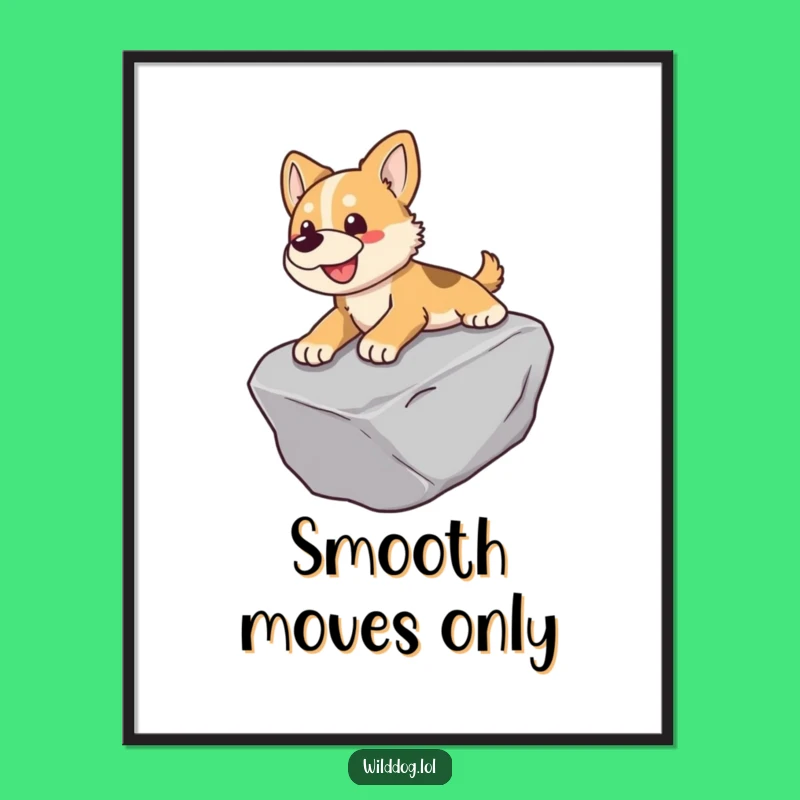 Funny Dog Digital Print: Rock Slide Joy Art, Whimsical Decor Gift