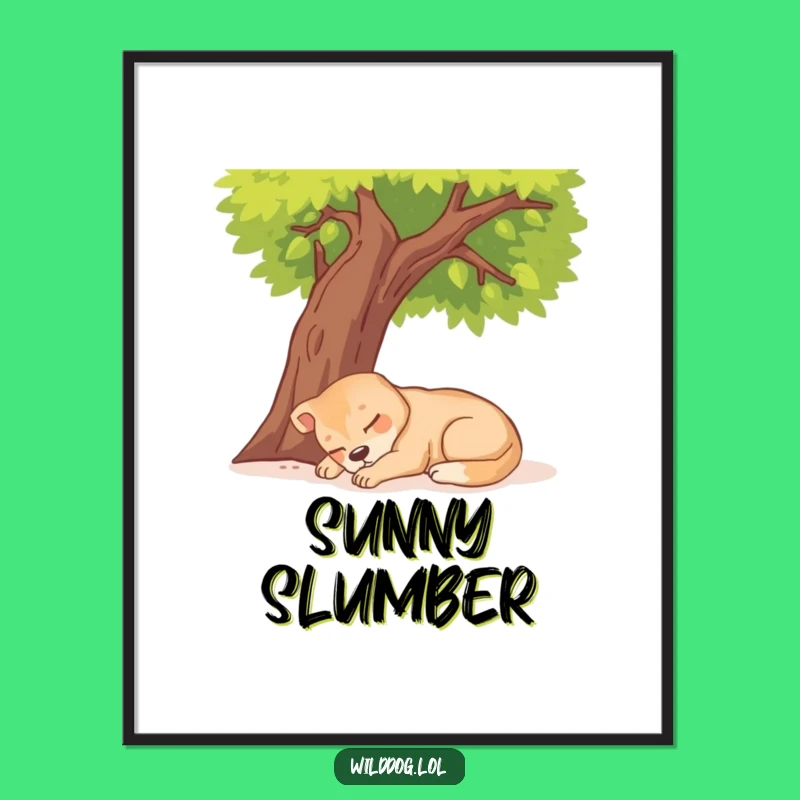 Funny Wild Dog Napping Digital Art: Hilarious Peaceful Canine Print