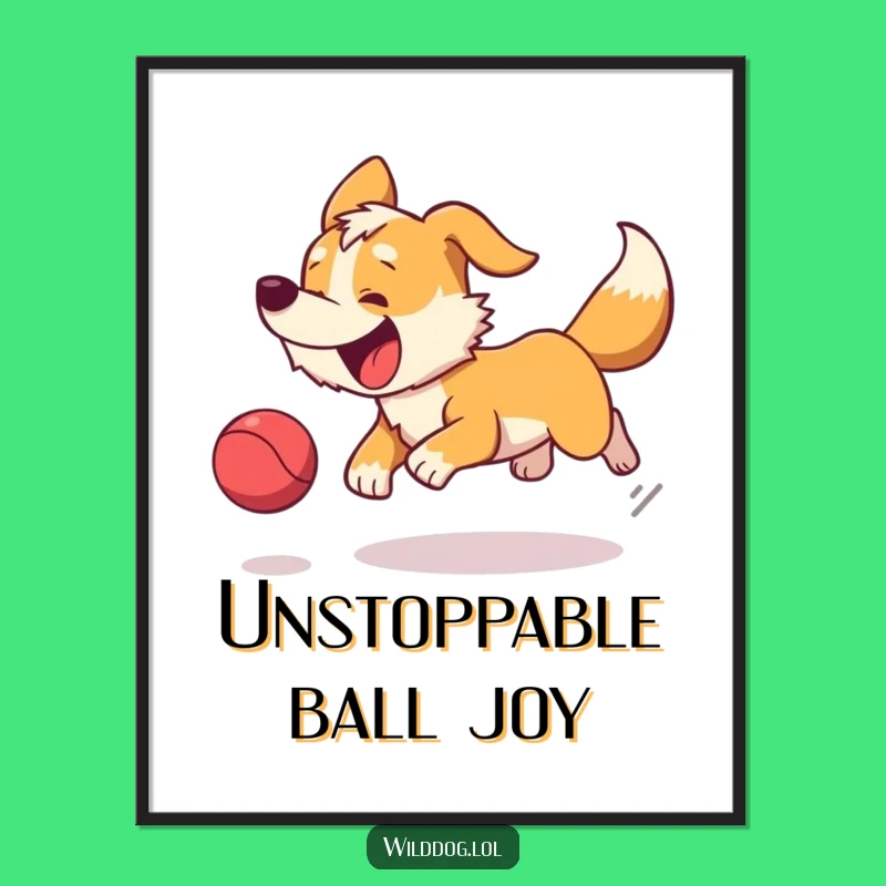 Funny Wild Dog Ball Chase Digital Art - Instant Joy for Your Walls