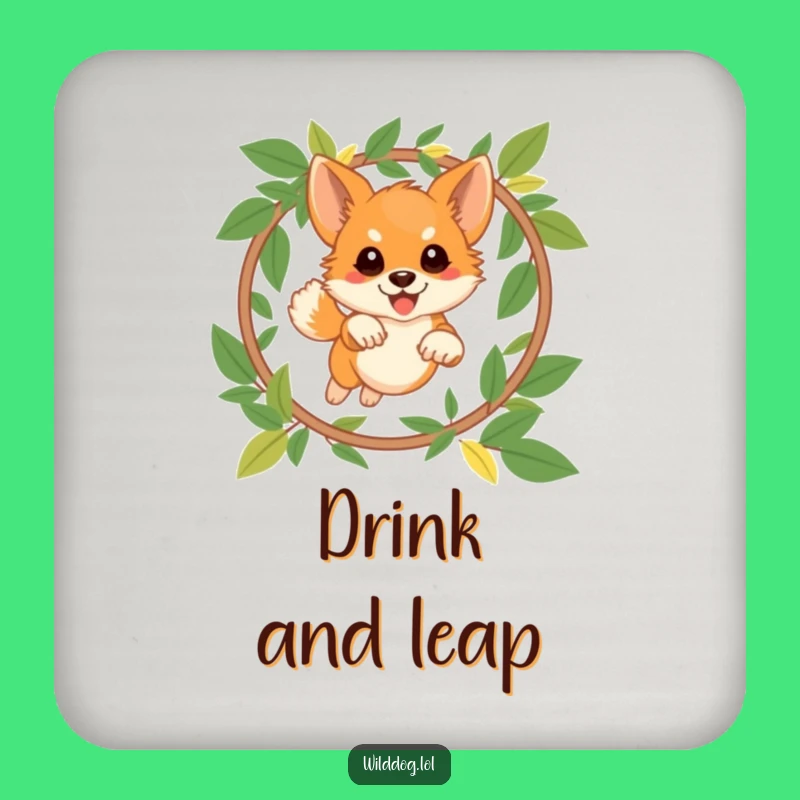 Funny Wild Dog Coaster: Leaping Pup Surface Protection, Perfect Small Gift!