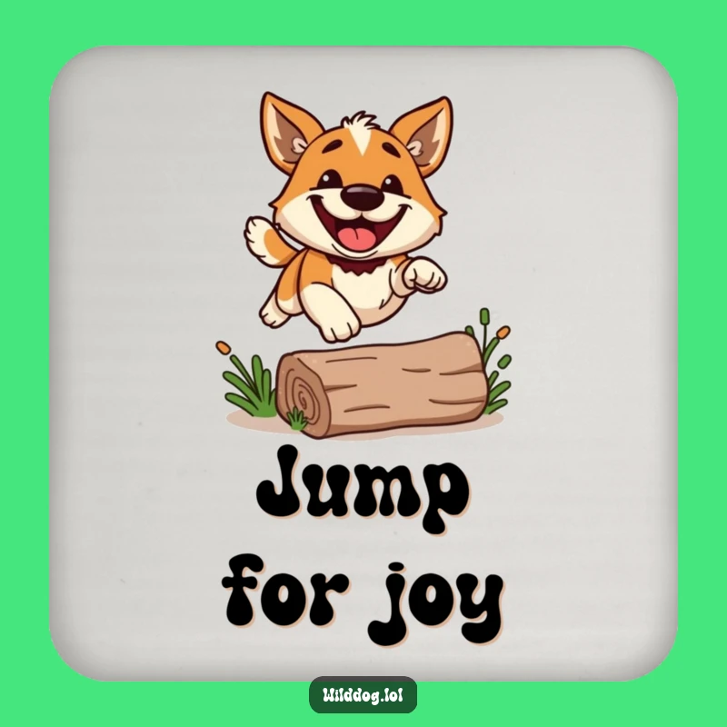 Funny Grinning Dog Leap Coaster: Joyful Jumper Table Protector