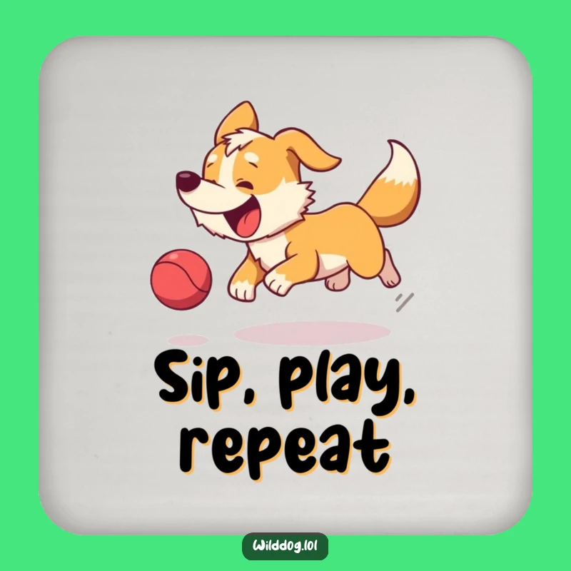 Funny Wild Dog Ball Chase Coaster - Protect Surfaces with Playful Charm