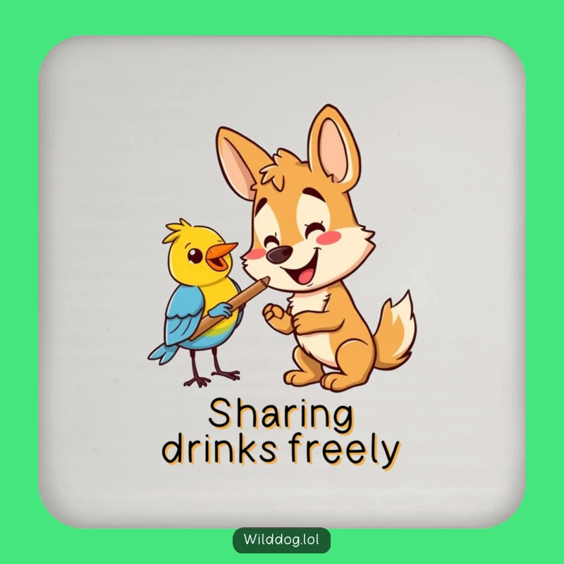 Funny Wild Dog & Bird Coaster: Protect Surfaces with Hilarious Charm