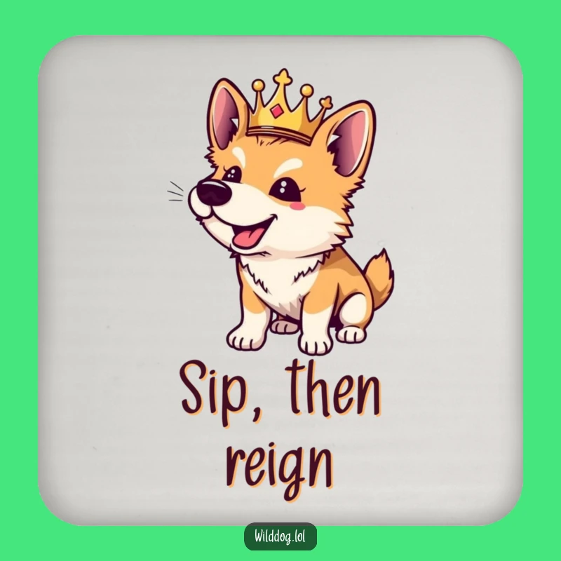 Funny Wild Dog Coaster: Royal Pup Protector, Humorous Drink Accessory Gift