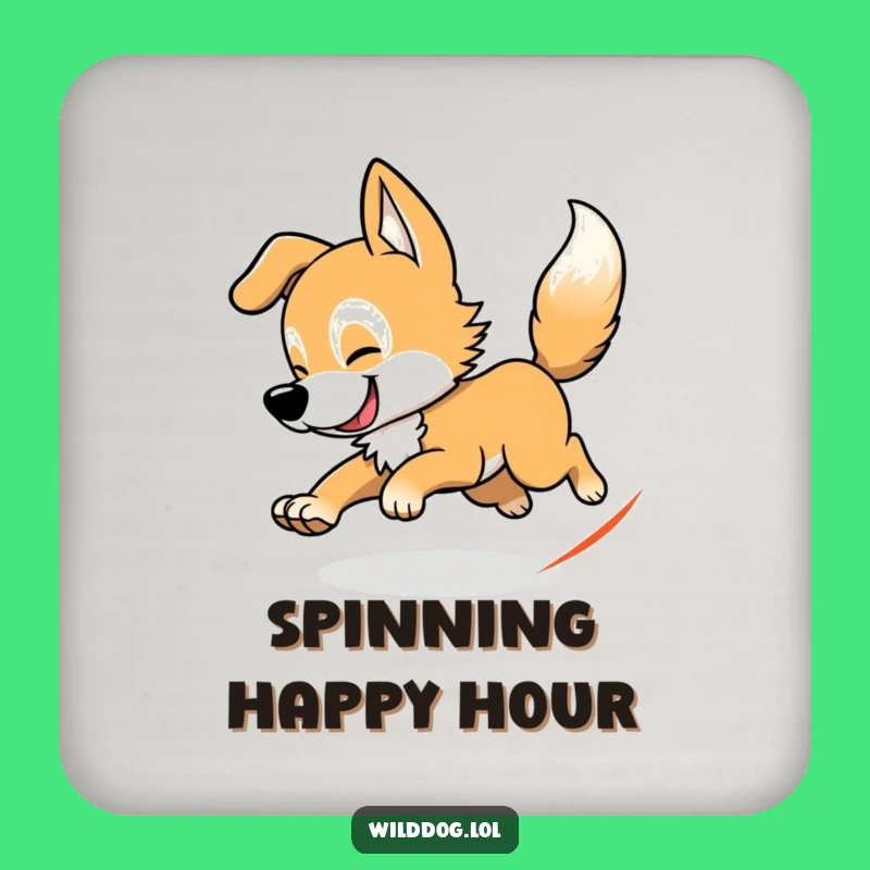 Funny Wild Dog Tail Chasing Drink Coaster: Hilarious Protection for Playful Spaces