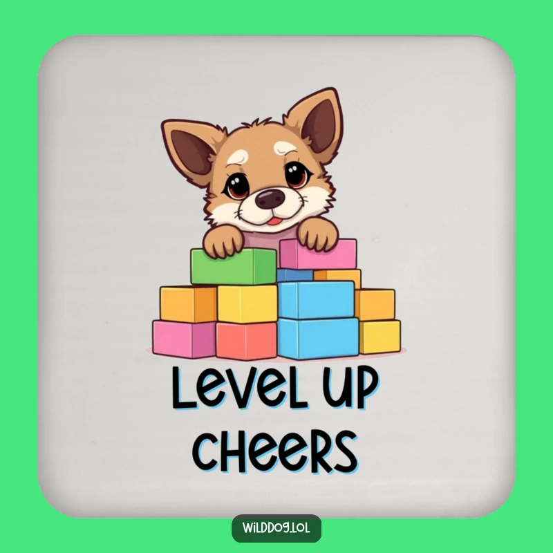 Funny Building Block Wild Dog Coaster Set - Protect Surfaces with Humor, Gift Idea
