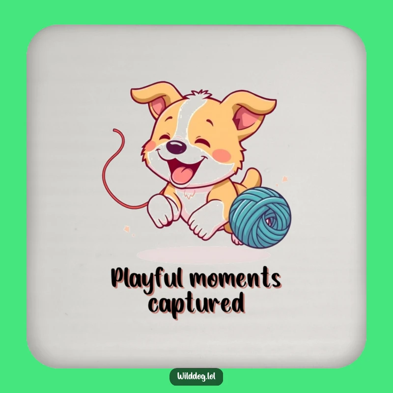 Funny Puppy Yarn Coaster: Playful Dog Lover Bar Accessory, Cute Gift