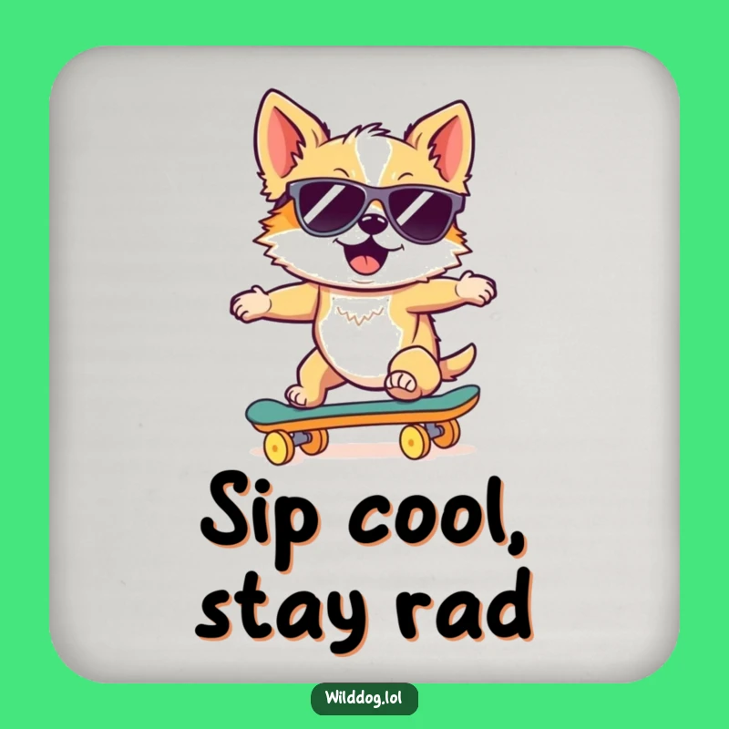 Funny Wild Dog Skateboard Coaster: Cool Rider Decor, Hilarious Table Protector Gift