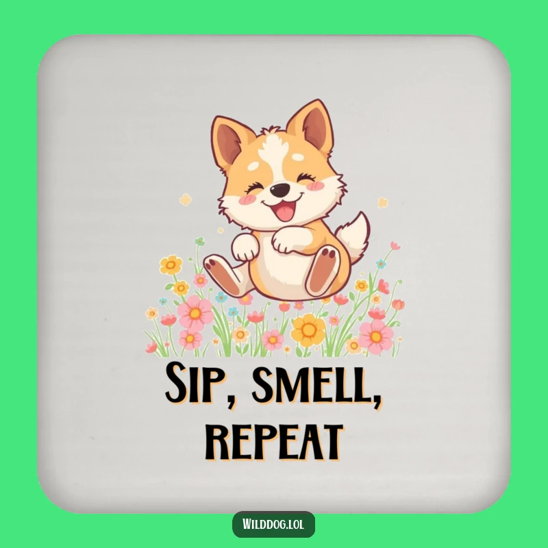 Funny Wild Dog Coaster: Protect Surfaces with Flower Rolling Fun, Humorous Gift