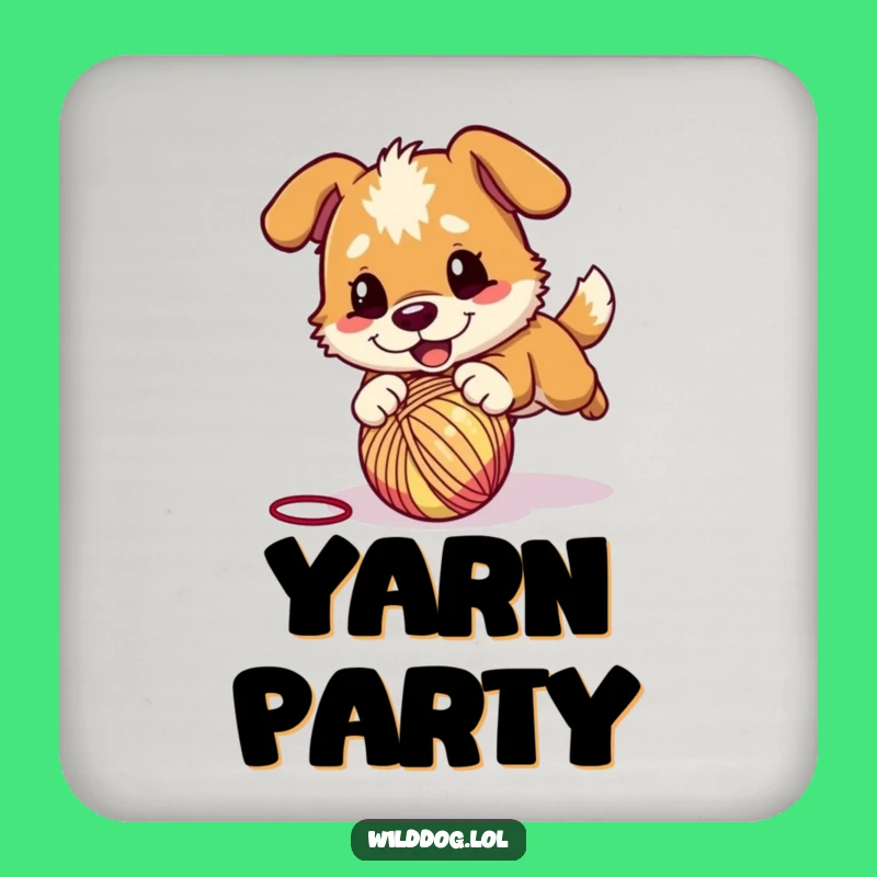 Funny Wild Dog Yarn Pounce Coasters: Protect Surfaces, Playful Funny Gift