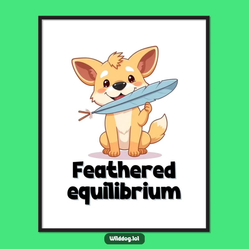 Funny Dog Balancing Poster - Whimsical Wall Art for Tranquil Spaces