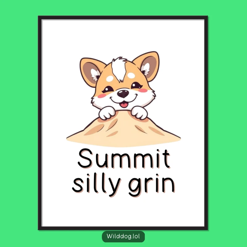 Funny Grinning Dog Poster: Silly Pup Peek Art Print, Hilarious Wall Decor