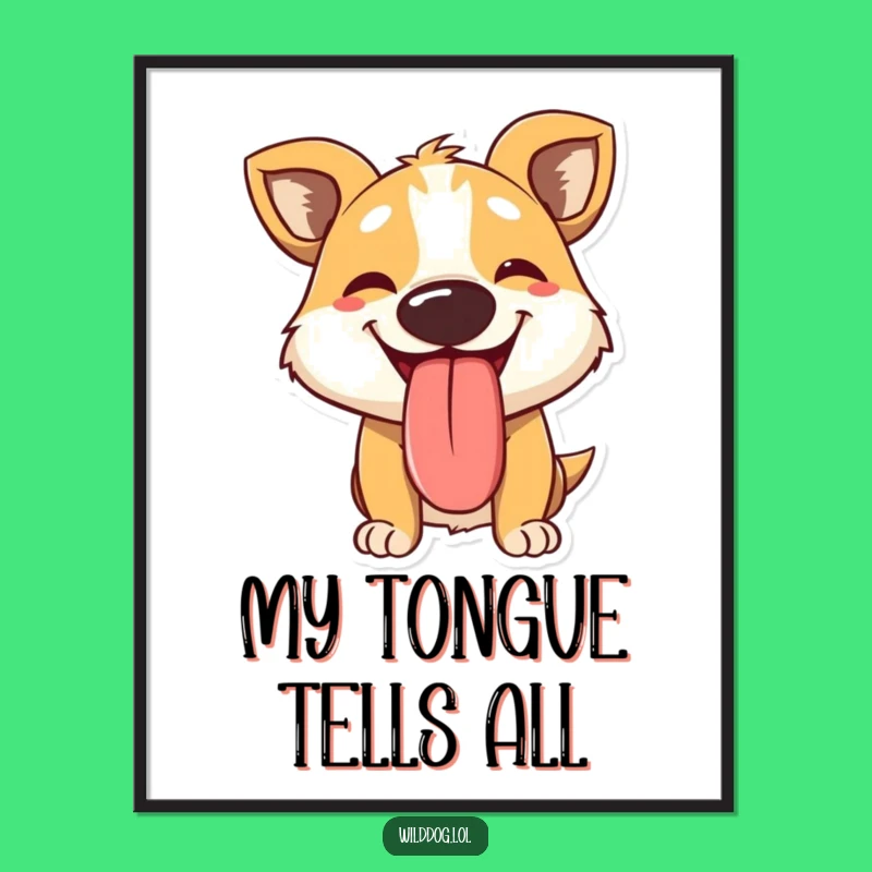 Funny Panting Wild Dog Poster: Adorable Tongue-Out Art for Your Walls!