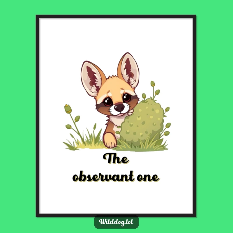 Funny Peek-a-Boo Dog Poster: Curious Wild Dog Art, Hilarious Wall Decor Gift Idea