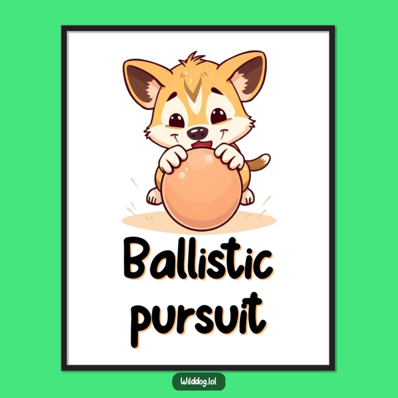 Funny Pouncing Puppy Ball Poster: Dynamic Wall Art