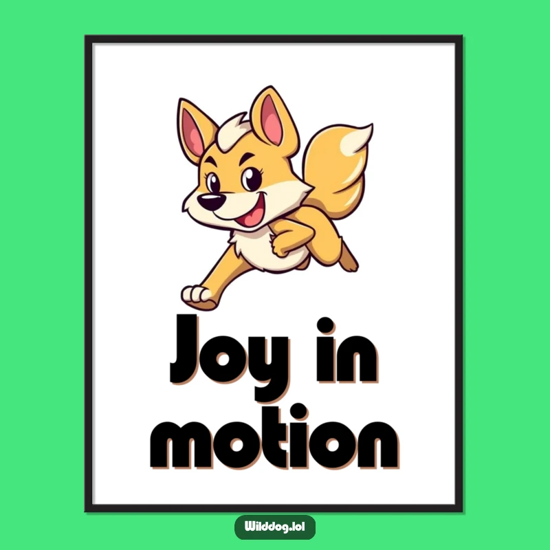 Funny Running Wild Dog Poster: Determined Joyful Art!