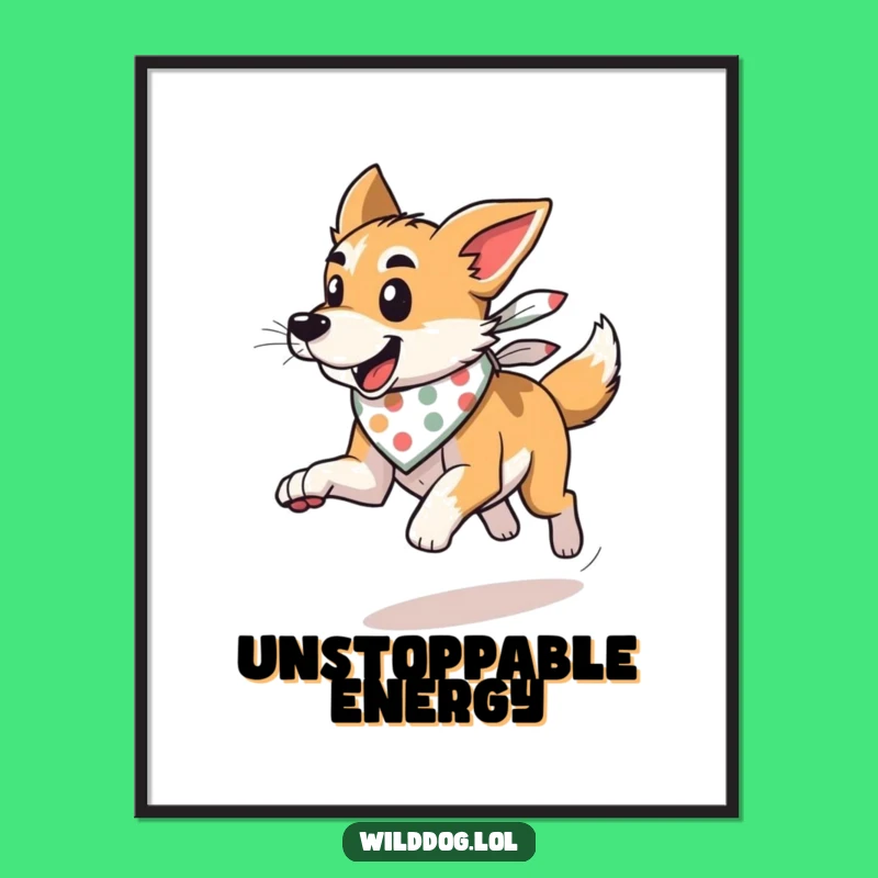 Funny Wild Dog Bandana Poster: Dynamic Wind Runner Art Gift