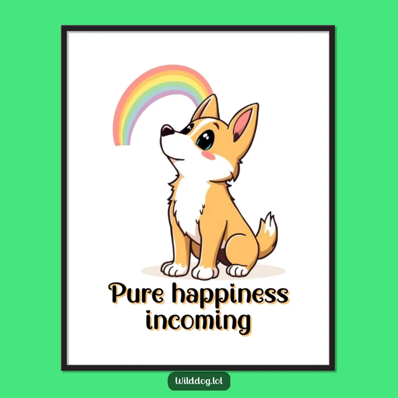 Funny Wild Dog Rainbow Poster: Inspiring Wall Art for a Hilarious Vibe