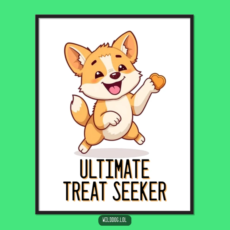 Funny Wild Dog Treat Jump Poster: Hilarious Canine Art, Perfect Wall Gift!