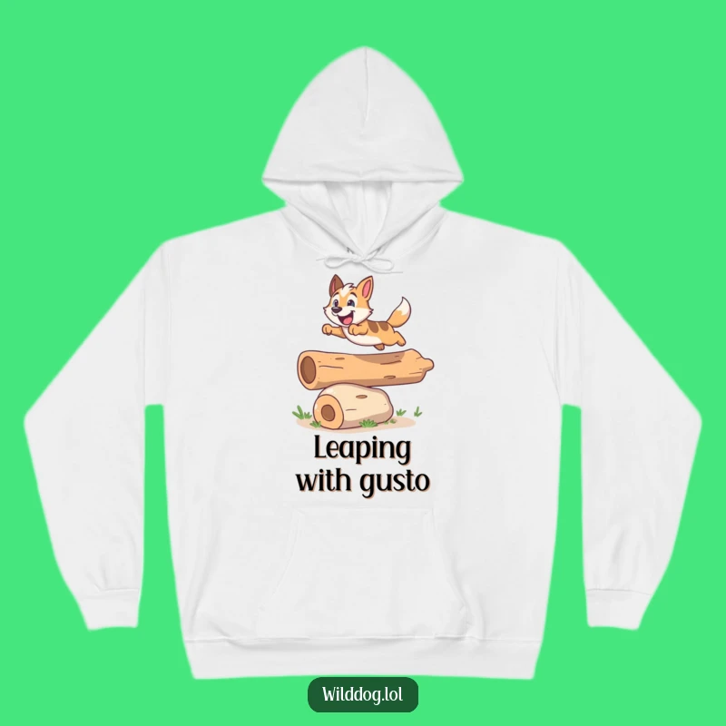 Cozy Funny Leaping Dog Hoodie - Warmth and Excitement