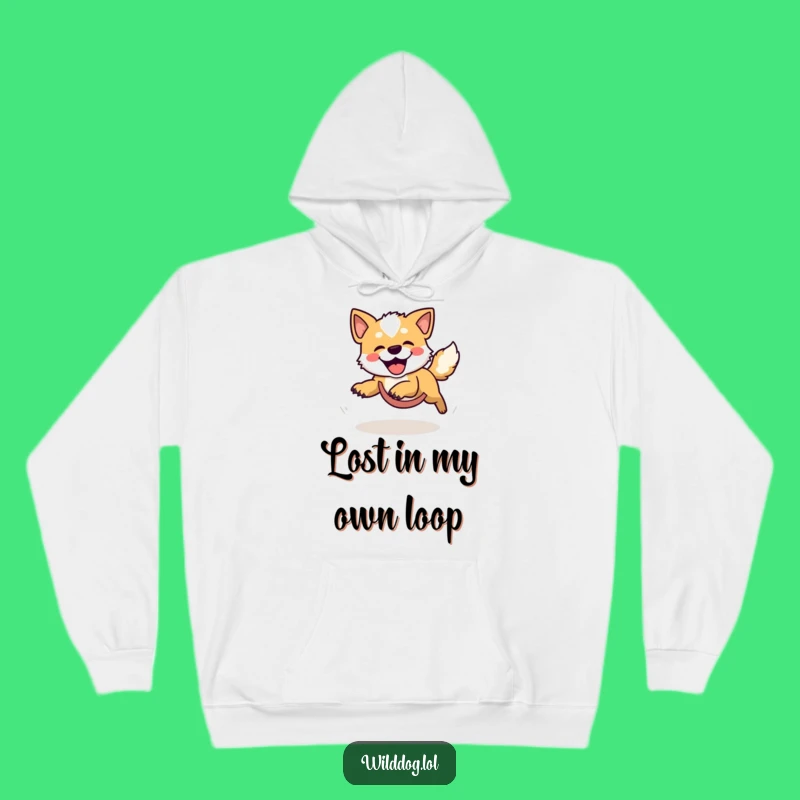 Funny Wild Dog Chasing Tail Hoodie - Cozy & Hilarious Pet Gift