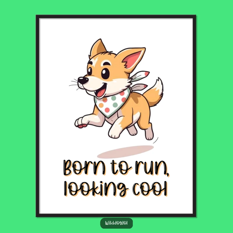 Funny Free Printable Wild Dog Art: Bandana Runner Humorous Downloadable Wall Decor