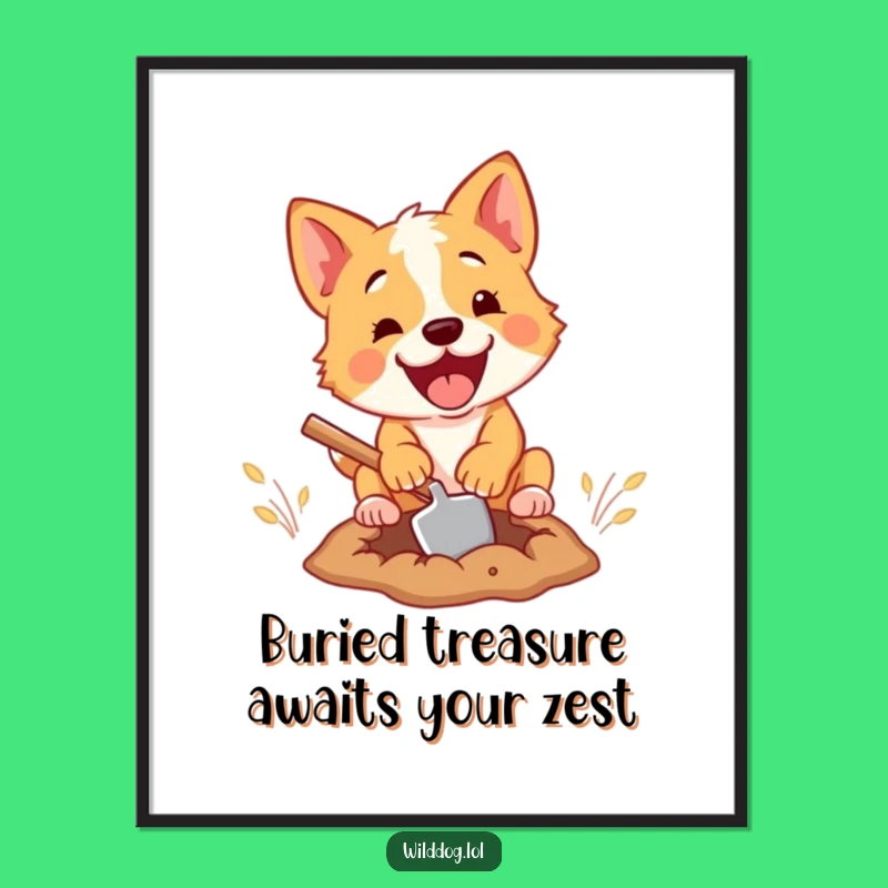 Free Printable Wall Art: Hilarious Wild Dog Digging - Funny Downloadable Decor