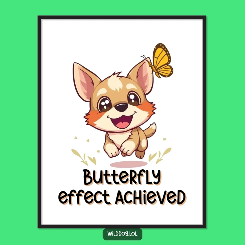 Funny Free Printable Dog Butterfly Art - Downloadable Humorous Wall Decor
