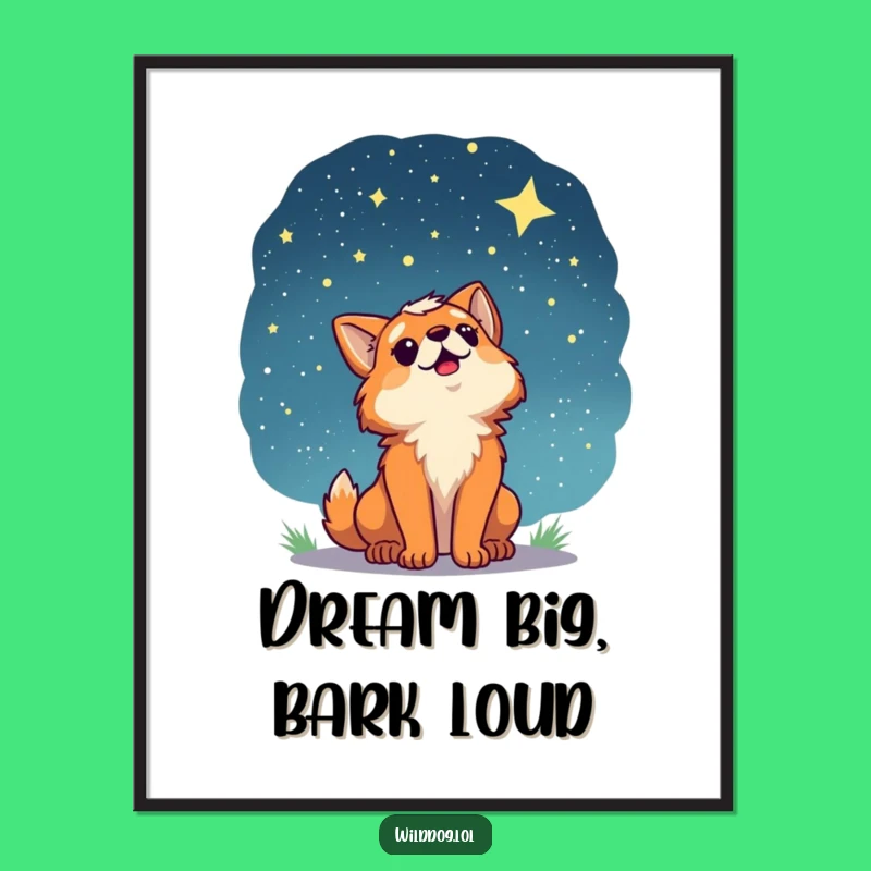 Free Printable Wall Art: Wonder Dog Starry Night Funny Downloadable Art Decor