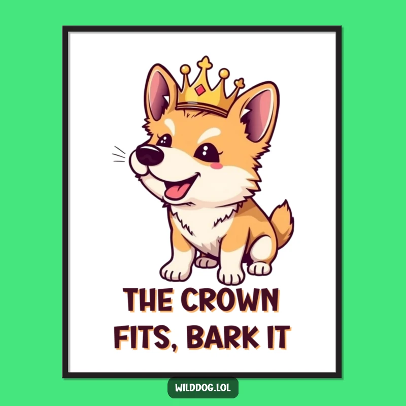 Free Printable Wall Art: Royal Dog Crown - Quirky Downloadable Decor