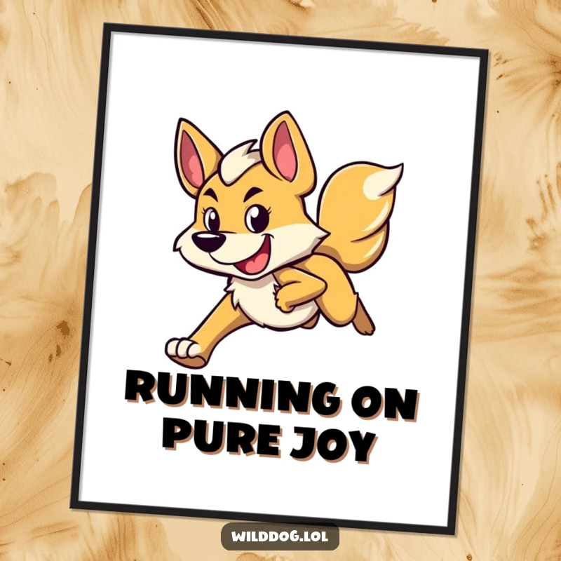 Funny Free Printable Wall Art: A wild dog running with a focused yet joyful expression, bringing a dynamic feel to your decor.