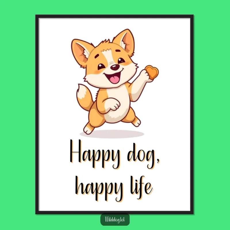 Free Printable Wall Art: Wild Dog's Joyful Leap, Hilarious Downloadable Decor