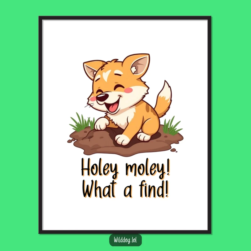 Free Printable Wall Art: Hilarious Dog Digging Hole - Funny Downloadable Decor