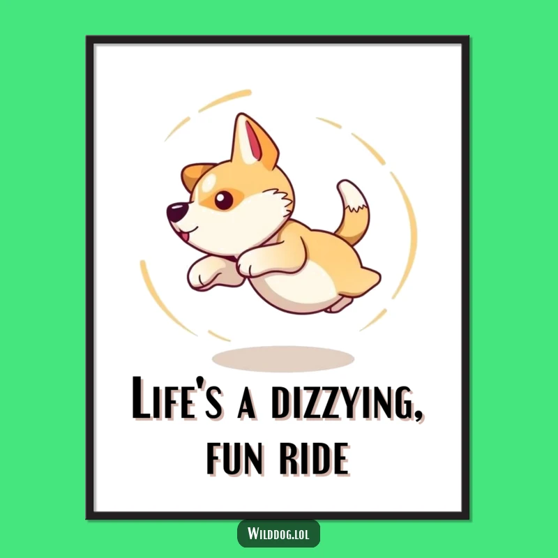 Funny Free Printable Wall Art: Dizzy Dog's Tail Chase!