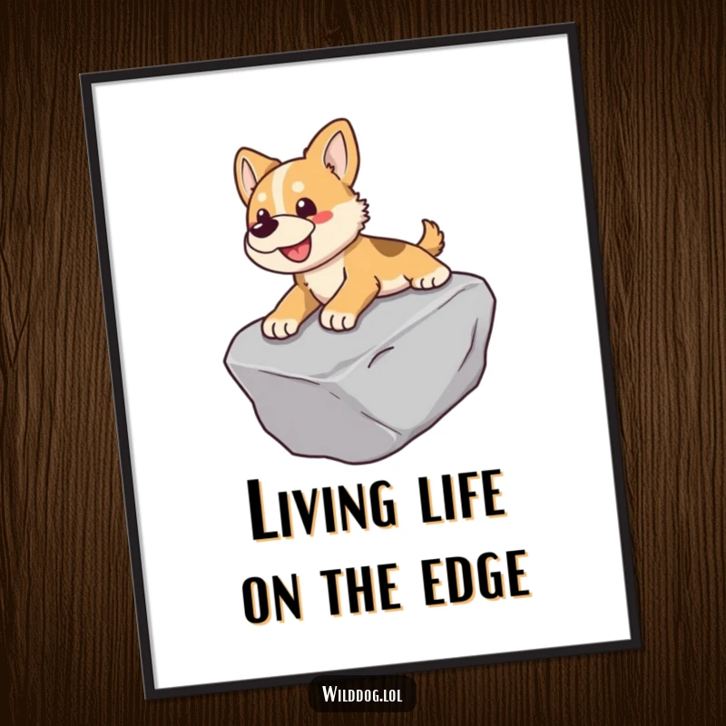 Funny Free Printable Wall Art capturing a wild dog mid-slide down a smooth rock, embodying carefree joy and motion.