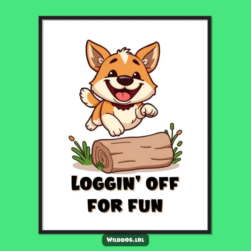 Funny Free Printable Wild Dog Art: Grinning Jumper Humorous Downloadable Wall Decor