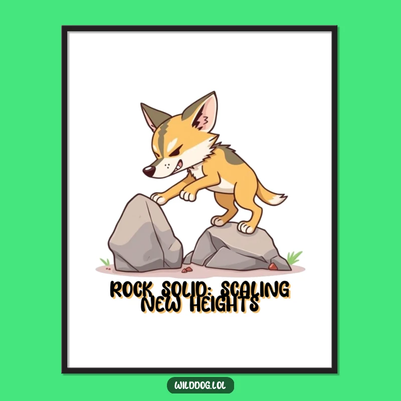 Funny Free Printable Wild Dog Climb Wall Art - Determined Ascent Downloadable Decor