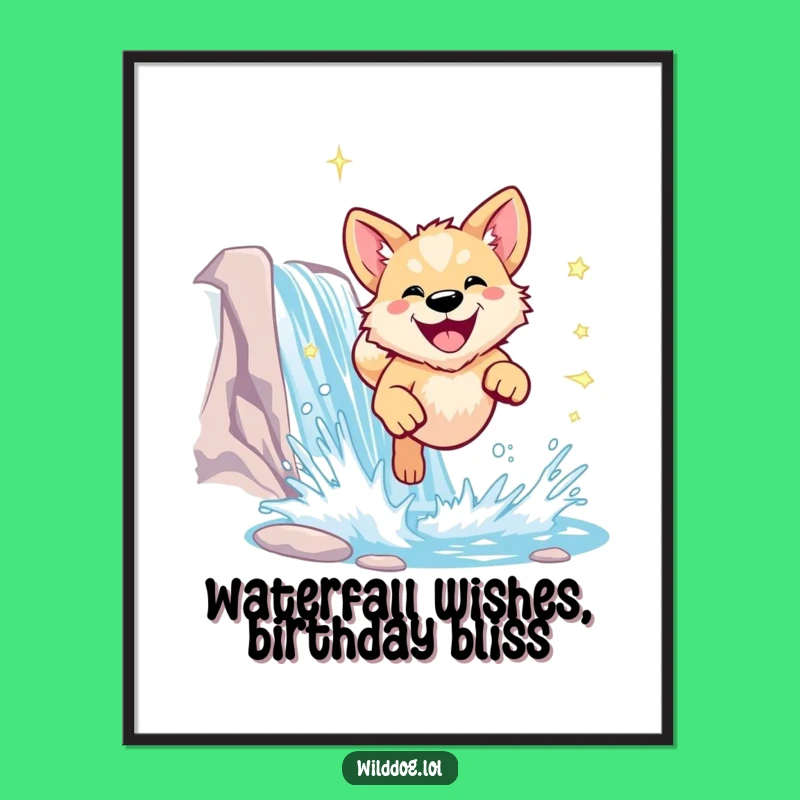 Happy Dog Waterfall Free Printable Wall Art - Funny Downloadable Decor